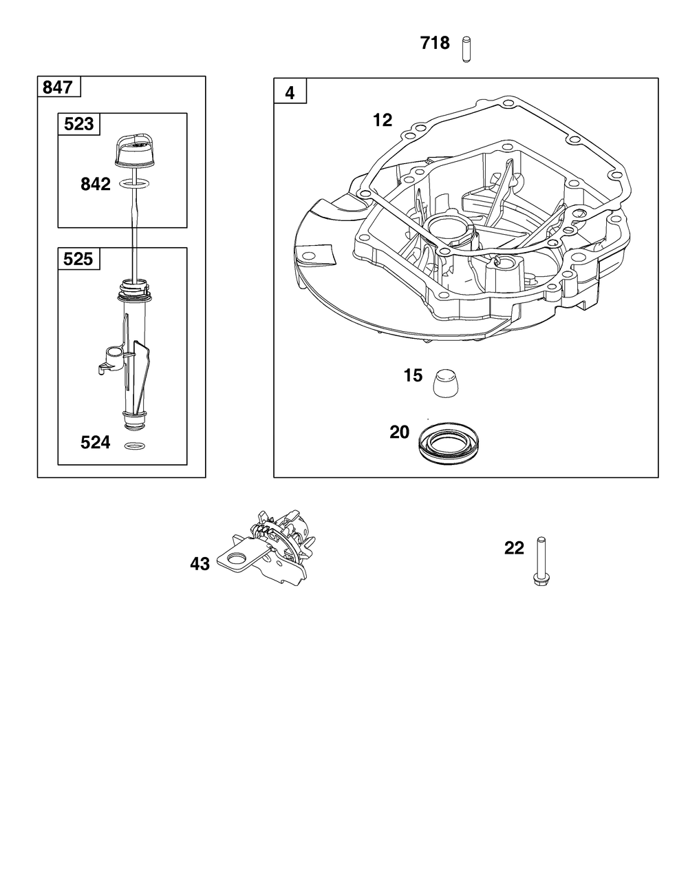 Sump Group Diagram and Parts List for 121S02-0037-F1 100000 - 19Z999 Briggs and Stratton Engine